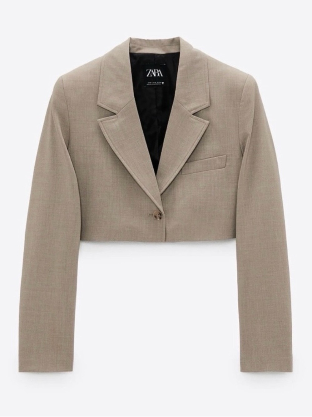 ZARA Cropped Blazer in Taupe